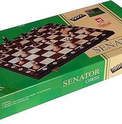 Brown Wooden Chess Set with Weighted Pieces 16 x 16 Inches