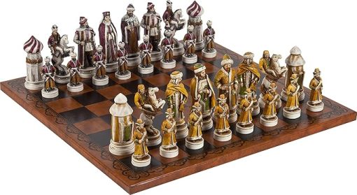 Tzar Ivan The Great Chessmen with Georgio Leatherette Chess Board