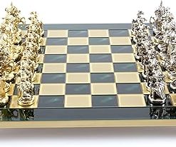 Brass and Nickel Knights Chess Set with Green Board for Two Players 2