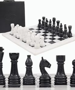 Handmade 15 Inch Marble Chess Set with Storage Box for Two Players