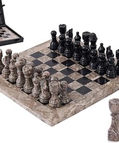 Handmade Marble Chess Set 12 Inch with Storage Box and Extra Queens