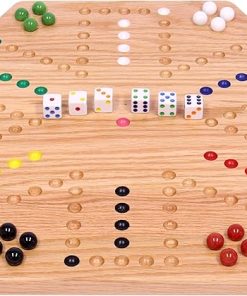 Wahoo Marble Game Board Set Solid Oak Wood 16 Inch Double-Sided