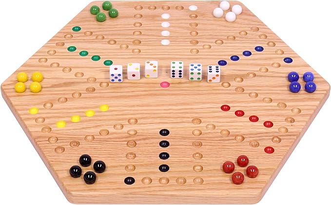 Wahoo Marble Game Board Set Solid Oak Wood 16 Inch Double-Sided Wahoo Marble Game Board Set Solid Oak Wood 16 Inch Double-Sided