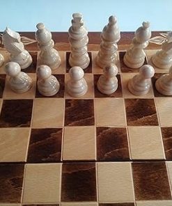 Handmade Brown Beech Wood Chessboard Box Backgammon Draughts Set 2
