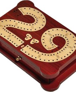 2 Track Wooden Cribbage Board in Blood Wood and Maple with Storage 2