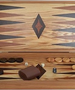 Olive Wood Backgammon Set with Traditional Olive Wood Chips