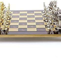 Greek Roman Army Chess Set Brass Nickel with Red Board 2