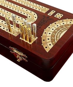 12.5 Inch Continuous Cribbage Board with Card Storage Maple Tracks