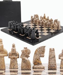 Handmade Antique Marble Chess Set with Storage Box 15 Inch Board Game