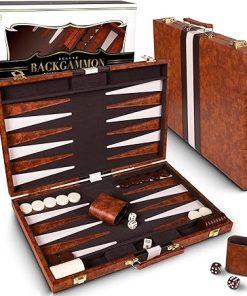 Backgammon Set 15 Inch Classic Board Game for Adults and Kids Brown