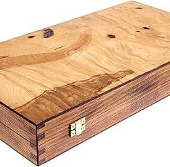 Handmade Olive Wood Backgammon Game Set, No Storage Slots, Small Size 30x17x5 cm – 11.8”x6.7”x1.9 (Closed). 2