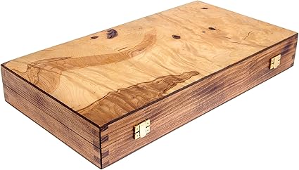 Handmade Olive Wood Backgammon Set, No Slots, Medium Size 38x19x5 cm – 15”x7.5”x1.9 (Closed) 2 Handmade Olive Wood Backgammon Set, No Slots, Medium Size 38x19x5 cm - 15''x7.5''x1.9 (Closed) - Image 2