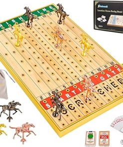 Luxurious Horse Racing Board Game with Metal Grommets and Cards