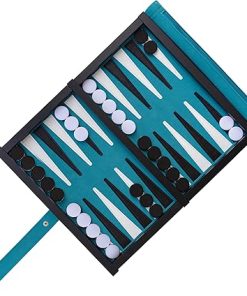Deluxe Travel Backgammon Set with Magnetic Wooden Frame and Dice Cups 2