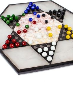 NOVICA Marbel chekers Mexican Marble Handcrafted Onyx Chinese Checkers Board Game from Mexico ‘Colorful, Multicolor