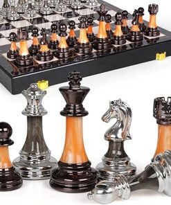Large 15″ Chess Set for Adults and Kids with Weighted Acrylic Pieces