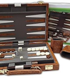 Brown and White Backgammon Set 18 Inches Long CHH Brand