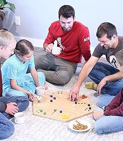 Wahoo Wooden Marble Game Board Large 24 Inch Solid Oak Double-Sided 2