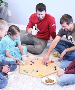 Wahoo Marble Game Board Set 20 Inch Solid Oak Double-Sided Marbles Dice 2