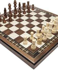 Muba Tournament Mosaic Wooden Chess Set 3.5 Inch King Brown