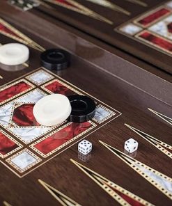 Classic Backgammon Set Wooden Folding Magnetic Board for Family Fun 2