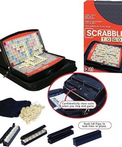 Winning Moves Games Scrabble to Go USA, a Travel Version of The World’s Favorite Word Game, for 2 to 4 Players, Ages 8+ (1202), Black,red 2