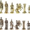 Greek Roman Army Small Chess Set in Brass and Nickel Without Board 4