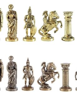 Greek Roman Army Large Brass and Copper Chess Set Without Board