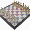Antique Copper Metal Chess Set with Wooden Board and Handmade Pieces 3