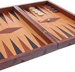 Handmade Wooden Backgammon Game Set, Backgammon Players Design – Small Size (30x15x5 cm – 11.8”x5.9”x1.9” Closed) 2