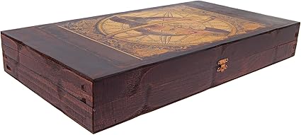 Backgammon Board Game Set, Handmade, The World Design, Medium Size (38x19cm – 15”x7.5 Closed) 2 Backgammon Board Game Set, Handmade, The World Design, Medium Size (38x19cm - 15''x7.5 Closed) - Image 2