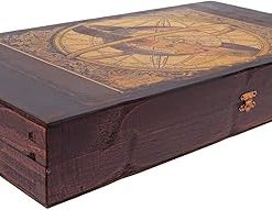 Handmade Wooden Backgammon Game Set, The World Design – Small Size (30x15x5 cm – 11.8”x5.9”x1.9” Closed) 2