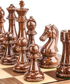 AMEROUS High Polymer Weighted Chess Pieces with 4.25” King – 2 Extra Queens – Gift Package, Standard Tournament Chessmen for Chess Board or Replacement of Missing Pieces (Chess Pieces Only)