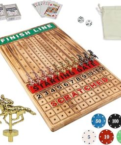 Luxury 21 Inch Horse Racing Board Game Set with Metal Horses and Poker Chips