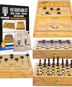 Extra Large 4 in 1 Board Game Set with Sling Puck, Chess, Checkers