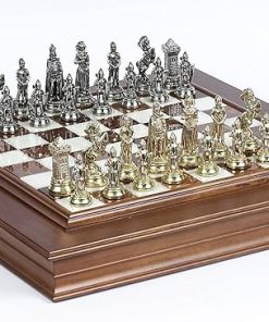 Vittoriano Chessmen and Napolitano Chess Board Cabinet from Italy 2