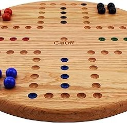 Solid Oak 4 Player Marbles Board Game Hand Painted 14 Inch Size 2