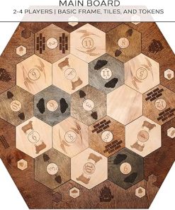 Custom Wood Settler Game Board for 2-4 Players with Red Oak Frame 2
