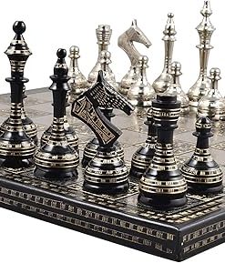 Soviet Inspired Brass Metal Chess Set with Board – 14 Inch Luxury Design 2