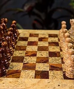 15 Inch Dark and Light Brown Weighted Chess Set for Home Use 2