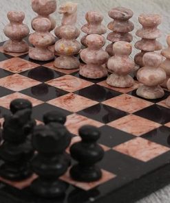 NOVICA Small Black and Pink Marble Chess Set 7.5 Inch Challenge 2