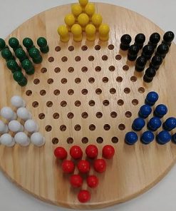 Chinese Checkers Wooden Board with Colored Pegs 8.5 Inches 2