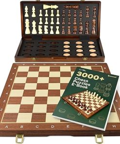 15 Inch Magnetic Chess Set 2 in 1 Board Game for Adults and Kids