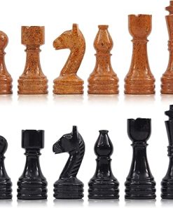 Radicaln Marble Chess Figures 3.5” Inches Black and Golden Handmade Travel Chess Set Figures – Chess Board Game, Marble Chess Pieces for Family