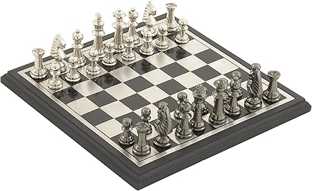 Deco 79 Aluminum Chess Game Set Black Silver Pieces 12×12 Inches Deco 79 Aluminum Chess Game Set Black Silver Pieces 12x12 Inches