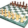 Green Marble Chess Board Set with Wooden Pieces Home Decor 20 Inches