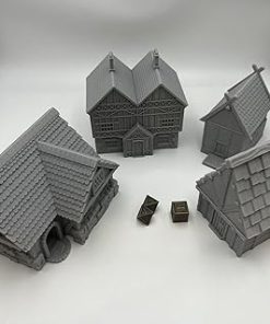 Hautico Village Houses Terrain for 18-22mm Miniatures Wargames 3D Printed 2