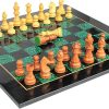 Black Marble Malachite Chess Board Set with Wooden Pieces 21 Inches