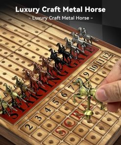 Large 23 Inch Horse Racing Board Game with 11 Metal Horses and Dice 2