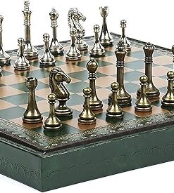 Astor Row Staunton Metal Chessmen and Marcello Cabinet Board Italy 2
